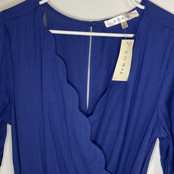 NWT Row A blue romper with scalloped neck, large - Picture 3 of 10